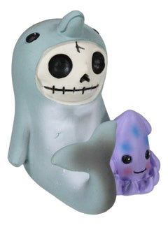 Furrybones Sonar Sea Dolphin Fish With Purple Squid Skeleton Figurine Furry Bone-4