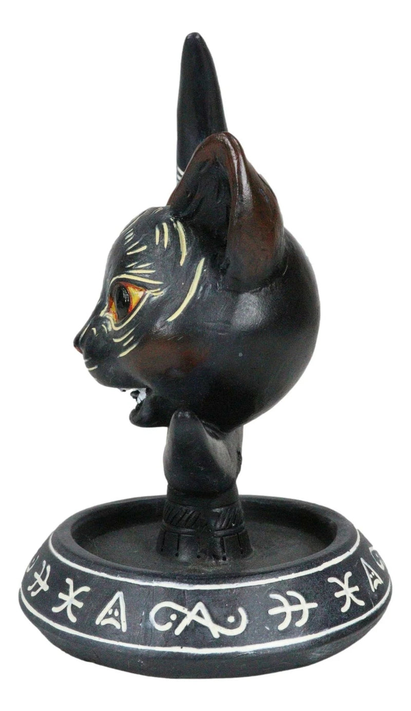 Occult Wicca Sacred Geometry Black Cat Crescent Moon Backflow Incense Burner-8