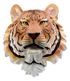 Orange Bengal Tiger Wall Bust Sculpture Tropical Jungle Predator Figure-4