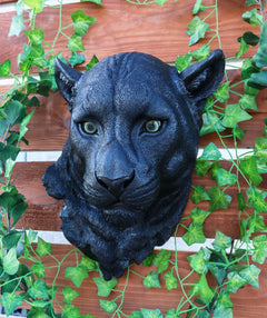 Large Black Panther Head Wall Decor Plaque 16"Tall Jaguar Wall Bust Plaque-2