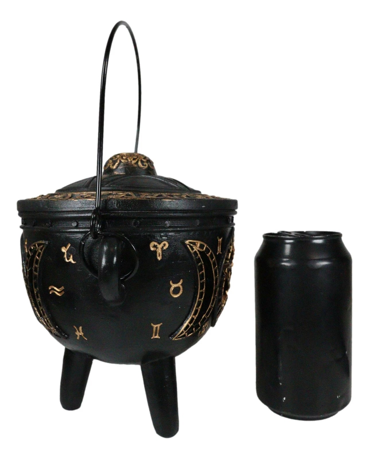 Celtic Wicca Black Magic Occult All Seeing Eye Pentagram LED Cauldron Figurine-4