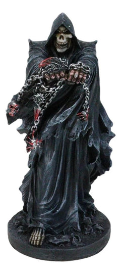 Black Angel of Death Grim Reaper With Chains Carved Knuckles Game Over Figurine-6
