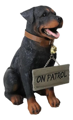 Guest Welcome Realistic Rottweiler Dog With Jingle Collar Sign Decor Statue 13"H-7