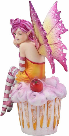 Colorful Amy Brown Pink Cherry Cupcake Fairy Statue Sweet Tooth Collection-7