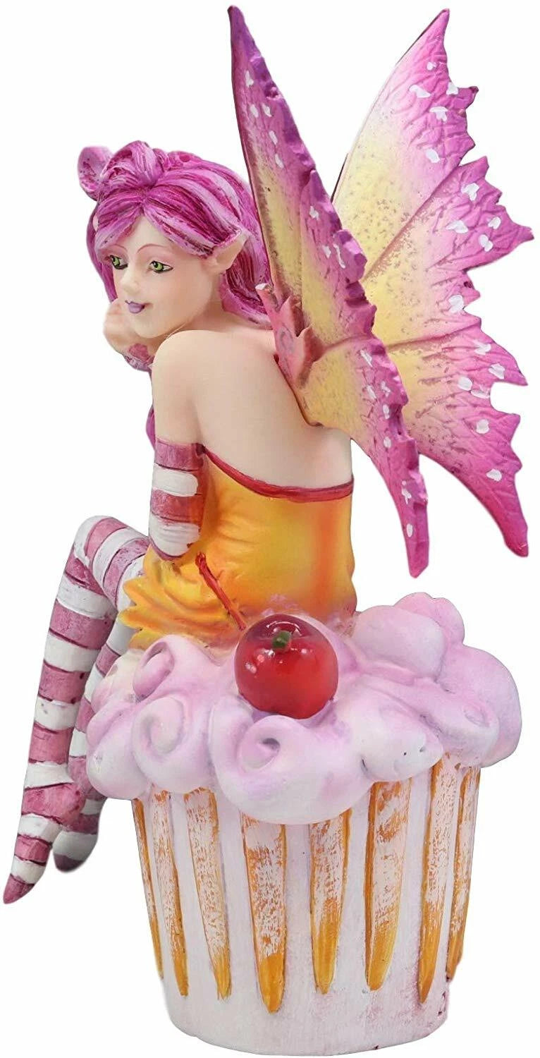 Colorful Amy Brown Pink Cherry Cupcake Fairy Statue Sweet Tooth Collection-7