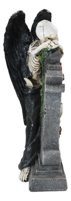 Large Winged Death Angel Grim Reaper Skeleton By Graveyard Tombstone Figurine-5