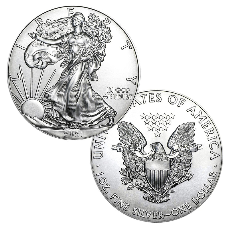 Moneda American Silver Eagle de $1 de 2021 con soporte AirTite, brillante, sin circular-1