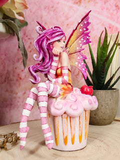 Colorful Amy Brown Pink Cherry Cupcake Fairy Statue Sweet Tooth Collection-4