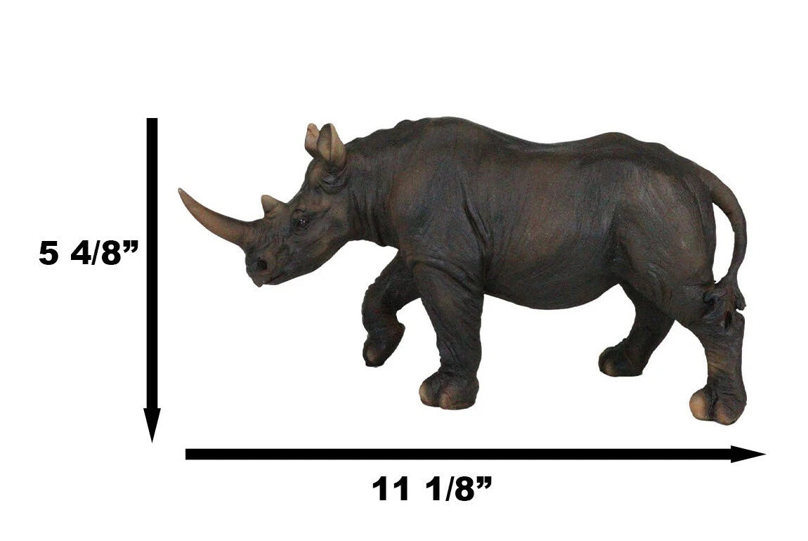 African Safari Grasslands Rhinoceros Horned Beast Decorative Figurine 11" Long-4