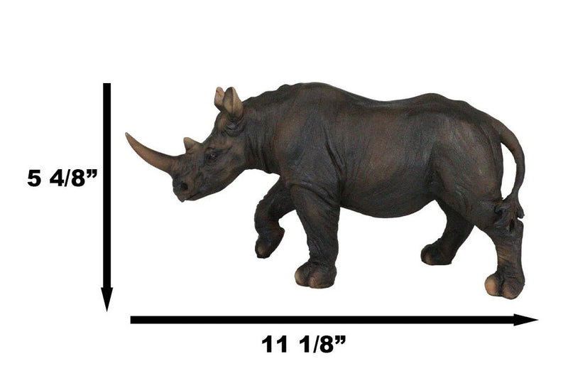 African Safari Grasslands Rhinoceros Horned Beast Decorative Figurine 11" Long-4