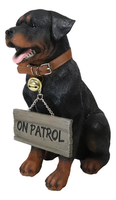 Guest Welcome Realistic Rottweiler Dog With Jingle Collar Sign Decor Statue 13"H-5