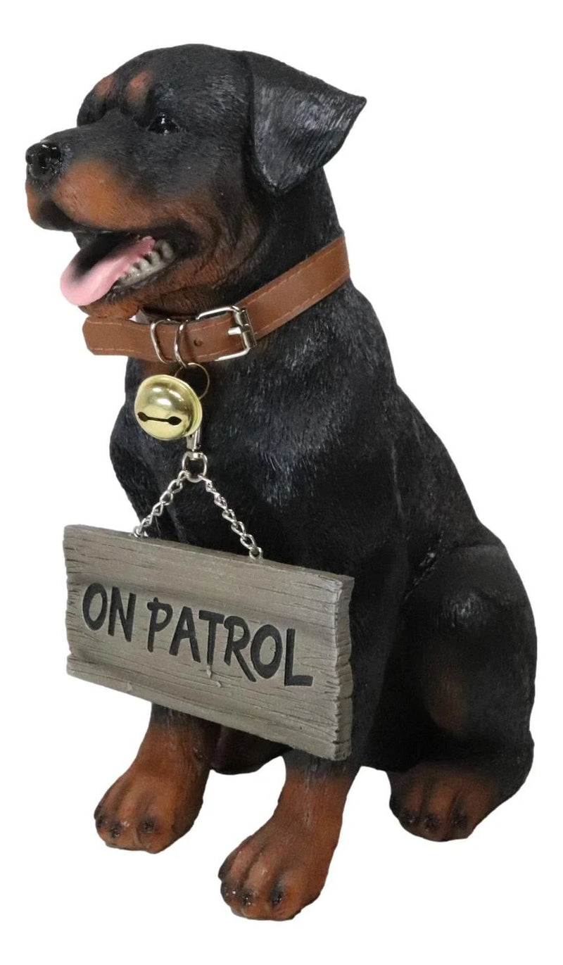 Guest Welcome Realistic Rottweiler Dog With Jingle Collar Sign Decor Statue 13"H-5