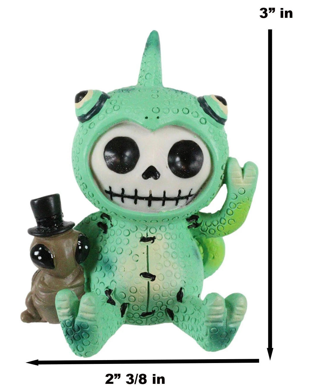 Furrybones Camo The Chameleon With Cricket Figurine 3"H Skeleton Furry Bones-4