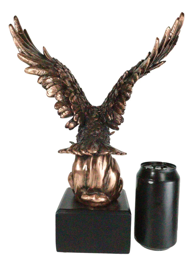Electroplated Bronze Resin Bald Eagle With Open Wings Swooping Over Water Statue-3
