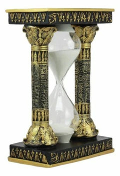 Egyptian Gods Eye Of Horus And Ankh Hieroglyphic Column Sand Timer Statue Decor-5