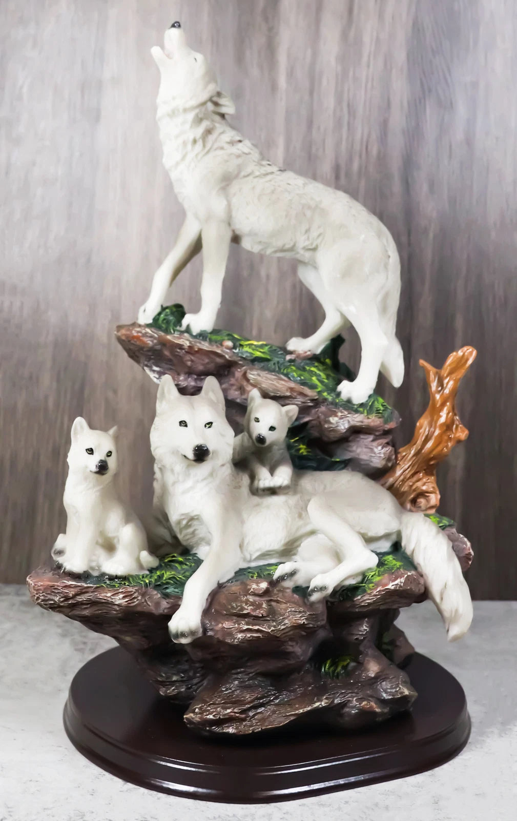 Moon Howling Timberwolves Wolf Pack Family Decorative Figurine 8.5"H