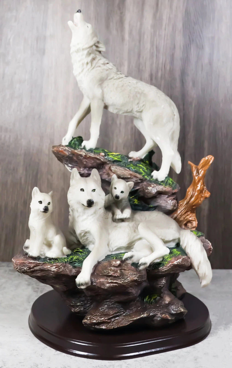 Moon Howling Timberwolves Wolf Pack Family Decorative Figurine 8.5"H-1
