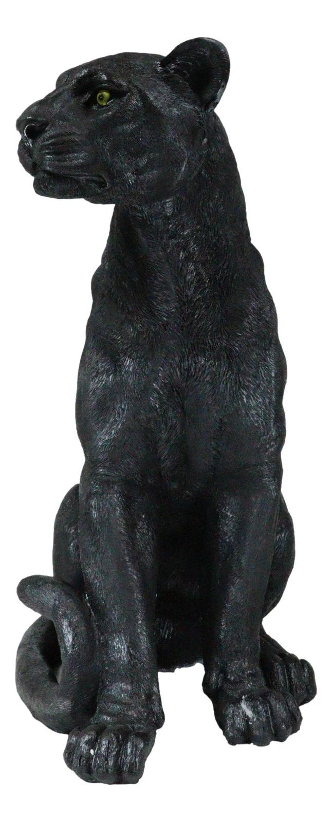 Realistic Large Black Ghost Panther Jaguar Hunter 20"H Garden Patio Statue-7