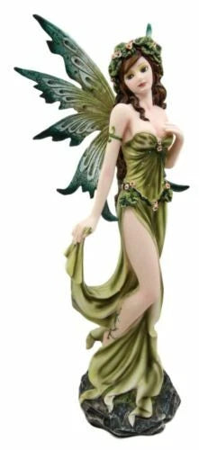 Figura de hada elemental Gaia Green Thumb Faerie Fantasy Sculpture 11.25"H-6