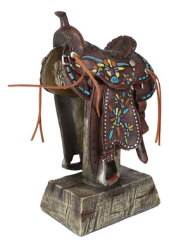 Figura de vaquero de cuero sintético estilo rústico occidental con diseño de vaca de cuernos largos-7