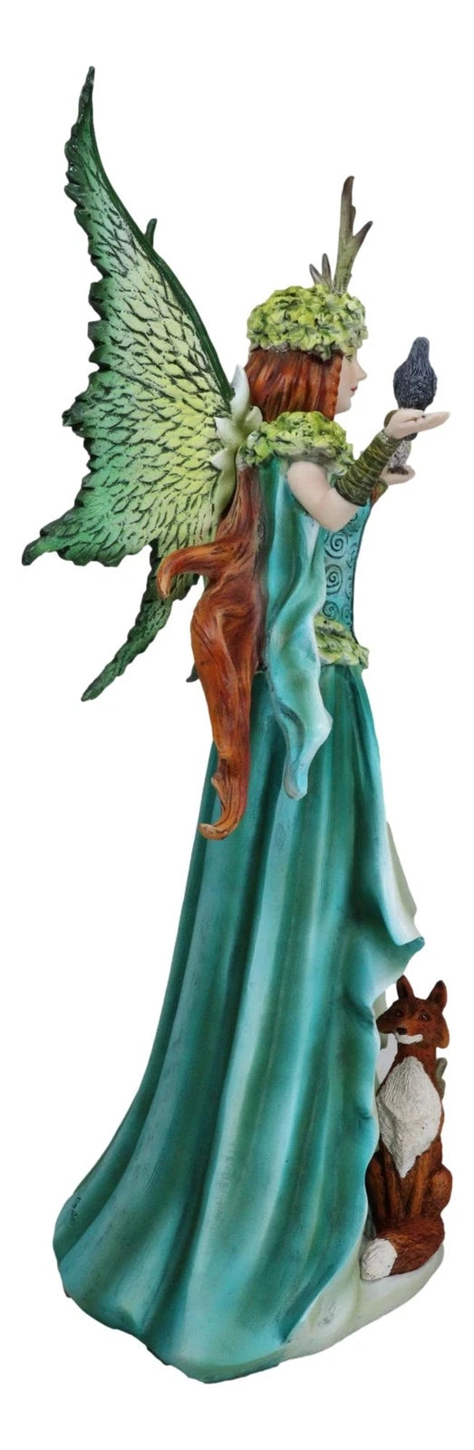 Fantasy Dragon Taker Antler Crown Queen Of The Forest Fairy And Animals Figurine-7