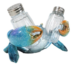 Nautical Ocean Marine Blue Crab Salt And Pepper Shakers Holder Figurine Set-5