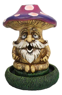 Whimsical Purple Toadstool Mushroom Greenman On Greens Backflow Incense Burner-5