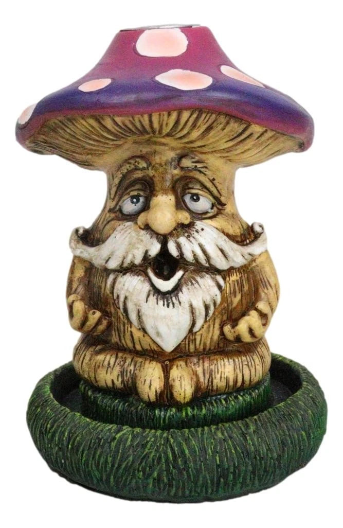 Whimsical Purple Toadstool Mushroom Greenman On Greens Backflow Incense Burner-5