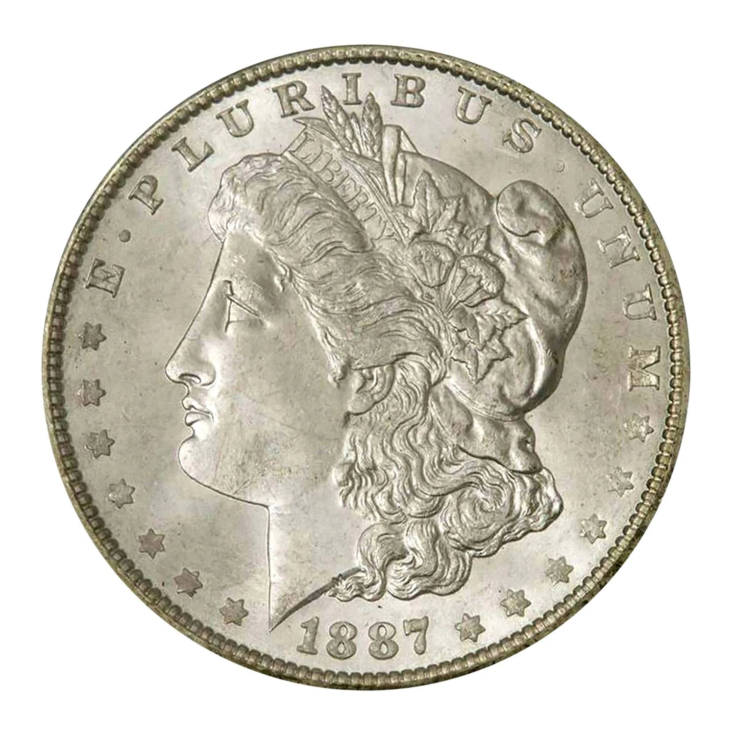 1887 P Morgan Silver Dollar $1 Brilliant Uncirculated BU 90% Silver