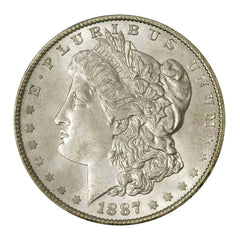 1887 P Morgan Silver Dollar $1 Brilliant Uncirculated BU 90% Silver-2