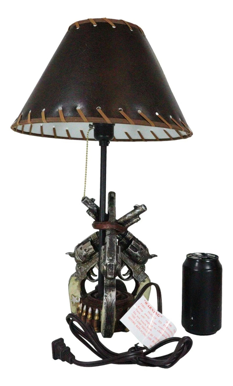 Rustic Western Triple Six Shooter Revolver Gun Pistols Cowboy Buckle Table Lamp-7
