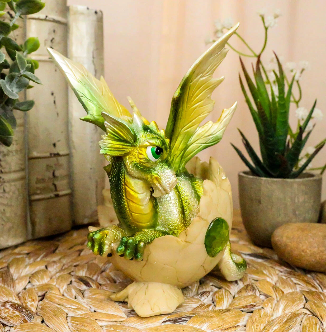 August Birthstone Dragon Egg Statue 5.25"Tall Green Peridot August Gemstone-3