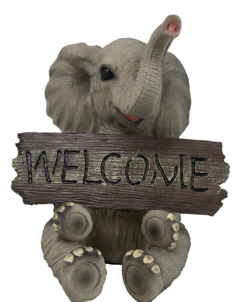 Figura de cría de elefante con la trompa hacia arriba, bienvenida a la vida silvestre de la selva, safari de sabana-5