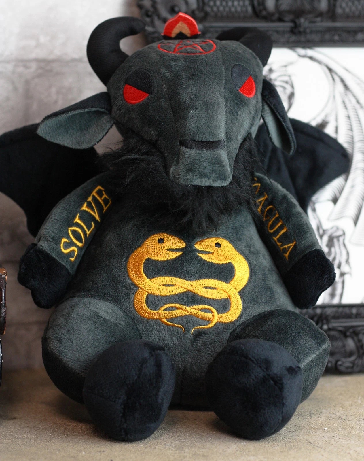 Sabbatic Goat Baphomet With Caduceus Serpents Luxe Soft Plush Toy-1