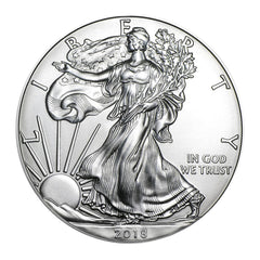 Moneda American Silver Eagle de $1 de 2018 con soporte AirTite, brillante, sin circular-2