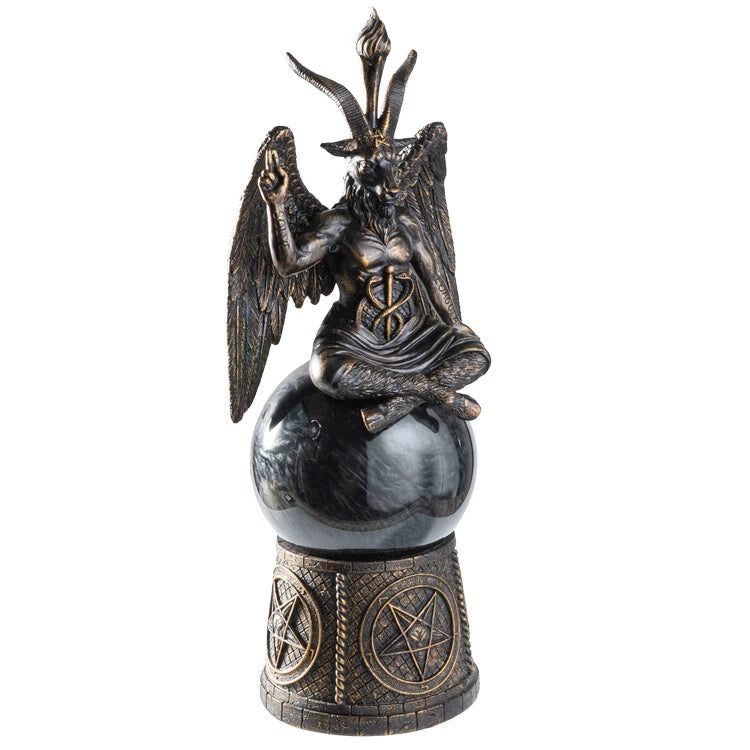 Pentagram Sigil Sabbatic Goat Baphomet Skull Black Sandstorm Gazing Ball-4