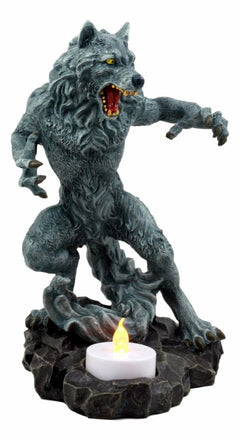 Portavelas de té de hombre lobo gótico Estatua de bestia licántropa Figura de hombre lobo-2