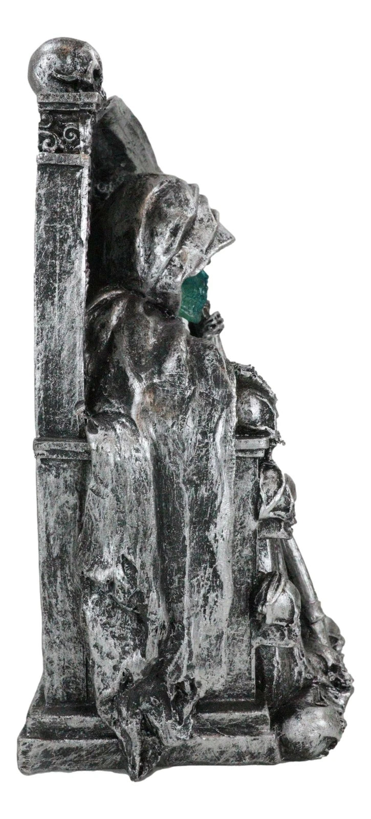 Dark Lord Grim Reaper Skeleton On Throne With LED Light Ghastly Face Figurine-5