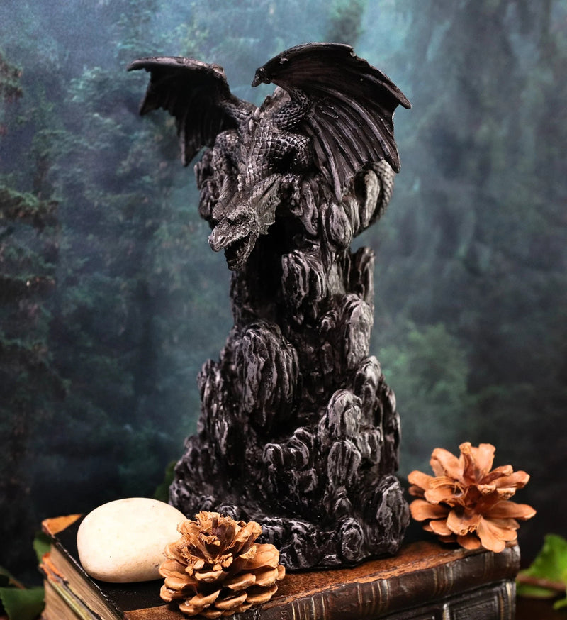 Dark Rocky Mountain Chernos Dragon Backflow Incense Tower Burner Statue-1
