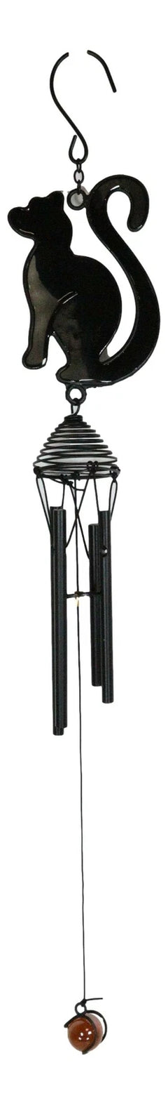 Wicca Witchcraft Black Cat Shadow Profile Stained Glass Wind Chime Suncatcher-1