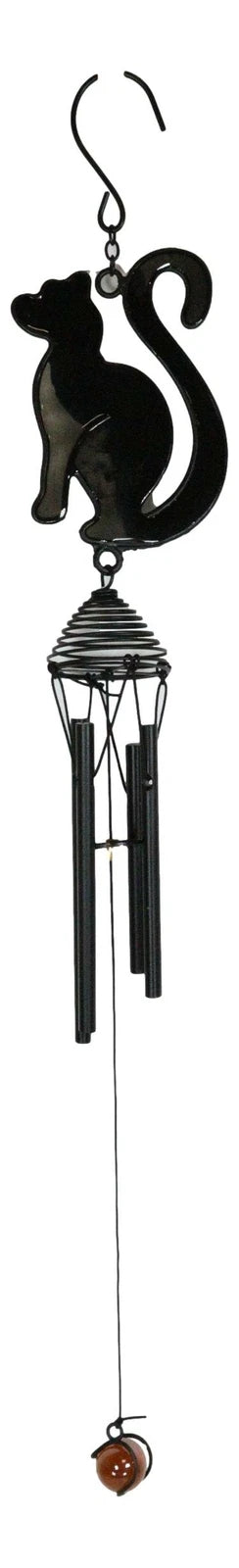 Wicca Witchcraft Black Cat Shadow Profile Stained Glass Wind Chime Suncatcher-1