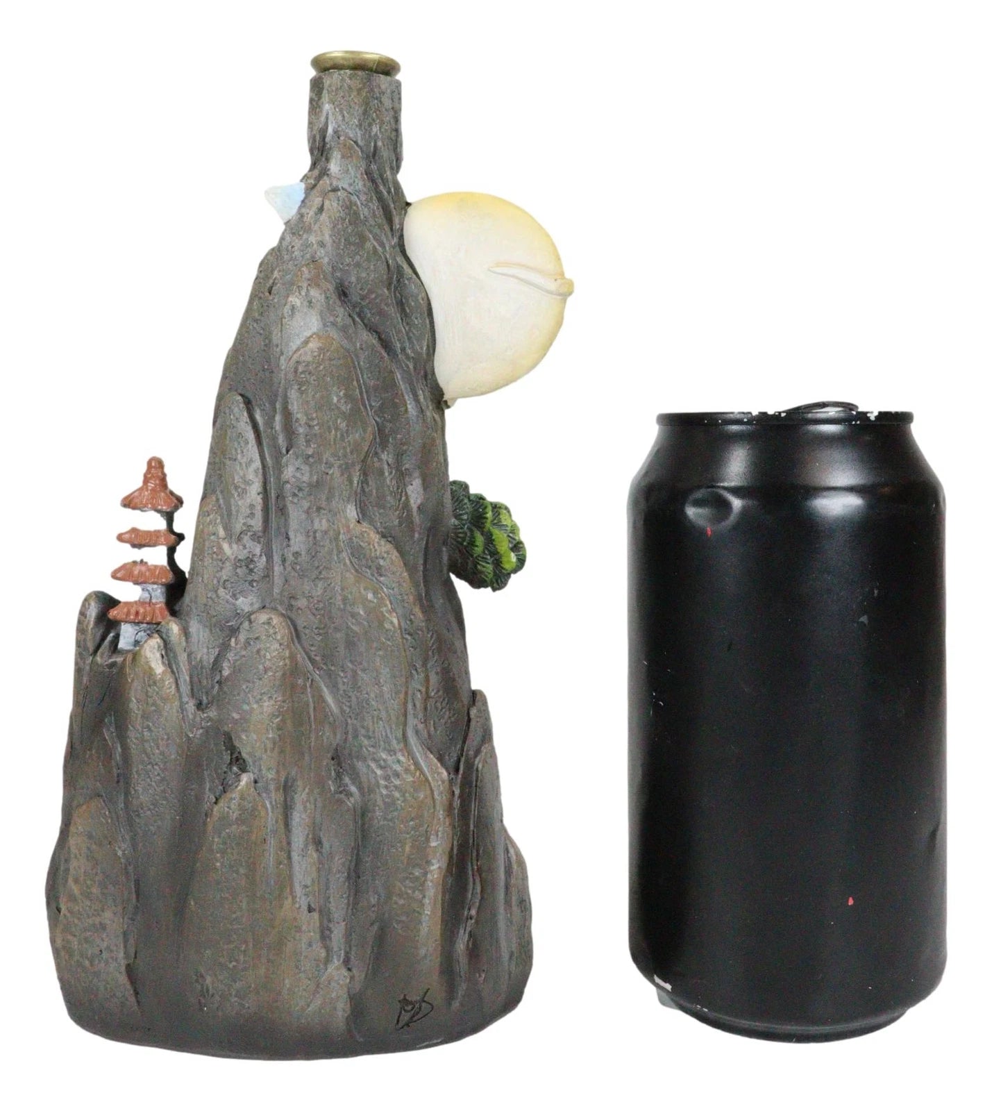 Feng Shui Rocky Mountain Top Buddhist Pagoda Temple Backflow Cone Incense Holder-5