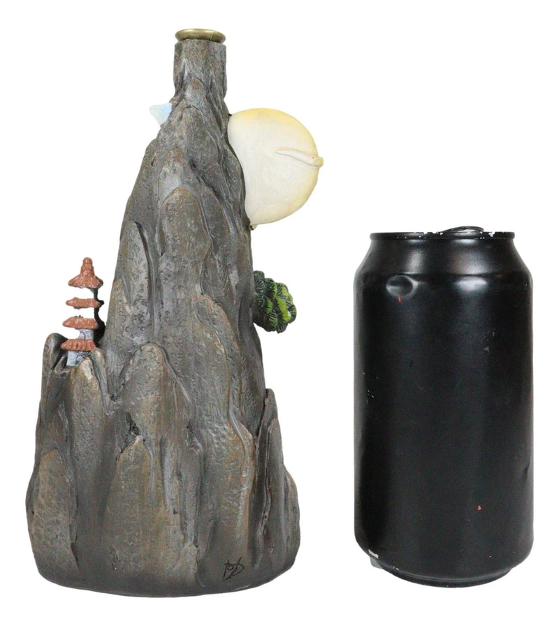 Feng Shui Rocky Mountain Top Buddhist Pagoda Temple Backflow Cone Incense Holder-5
