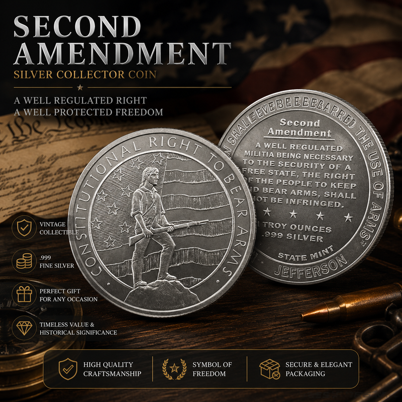 5oz GSM Second Amendment Right to Bear Arms BU Silver Round Coin in CAPSULE!-1