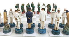 USA Soldier Theme Army vs Navy Chess Set Hand Painted with Glass Board 17 Inch-3