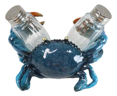 Nautical Ocean Marine Blue Crab Salt And Pepper Shakers Holder Figurine Set-4