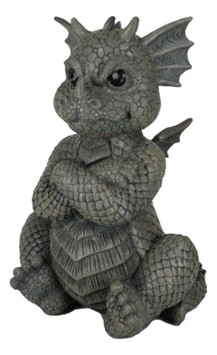 Whimsical Angry Faced Sulky Mad Garden Dragon Folding His Arms Decor Figurine-6