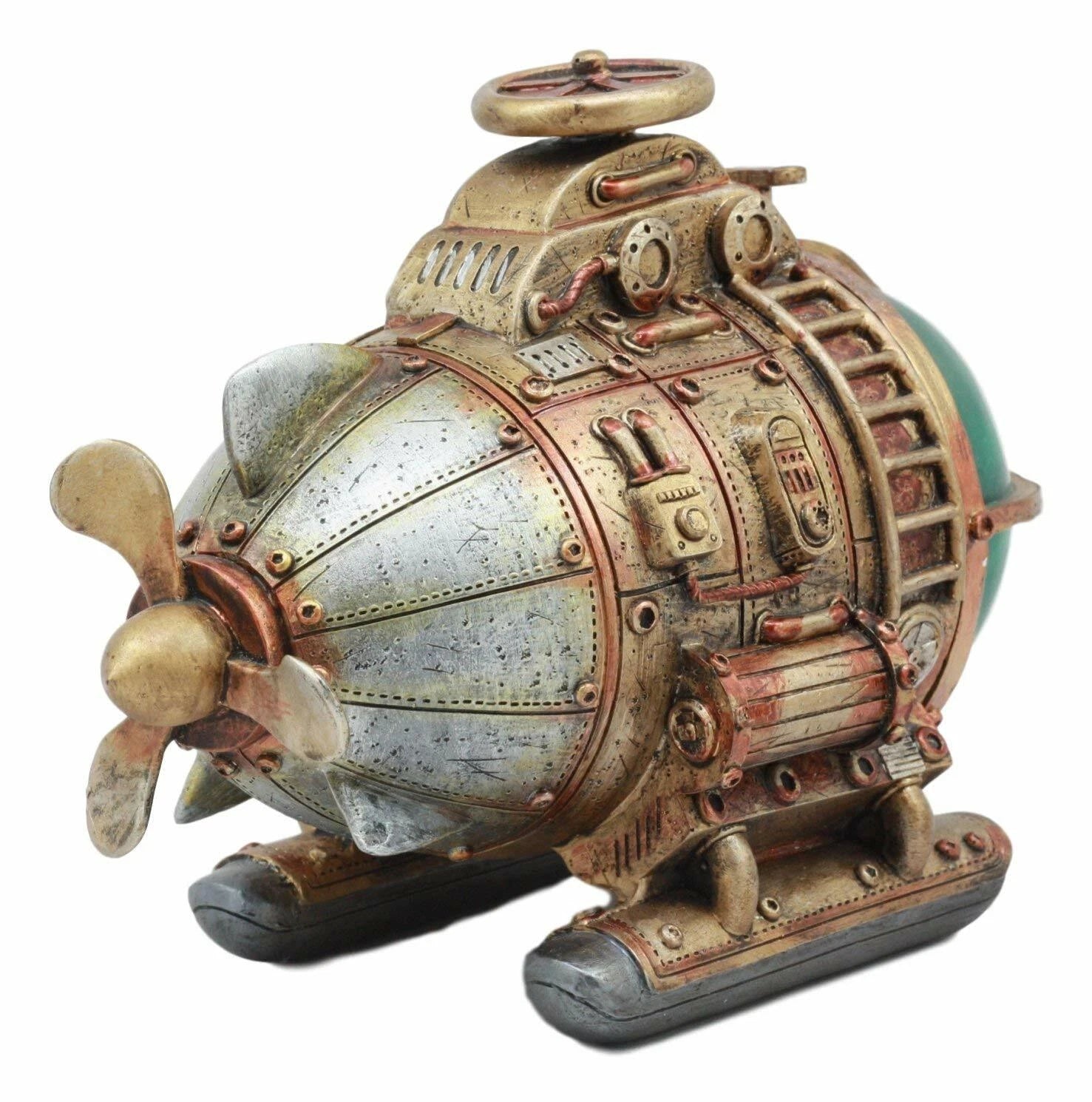 Vintage Design Holmes Nautilus Steampunk Submarine LED Night Light Statue 7.5"L-2