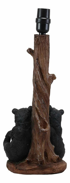 Loving Siblings Two Baby Black Bear Cubs Table Lamp Sculpture With Shade-4