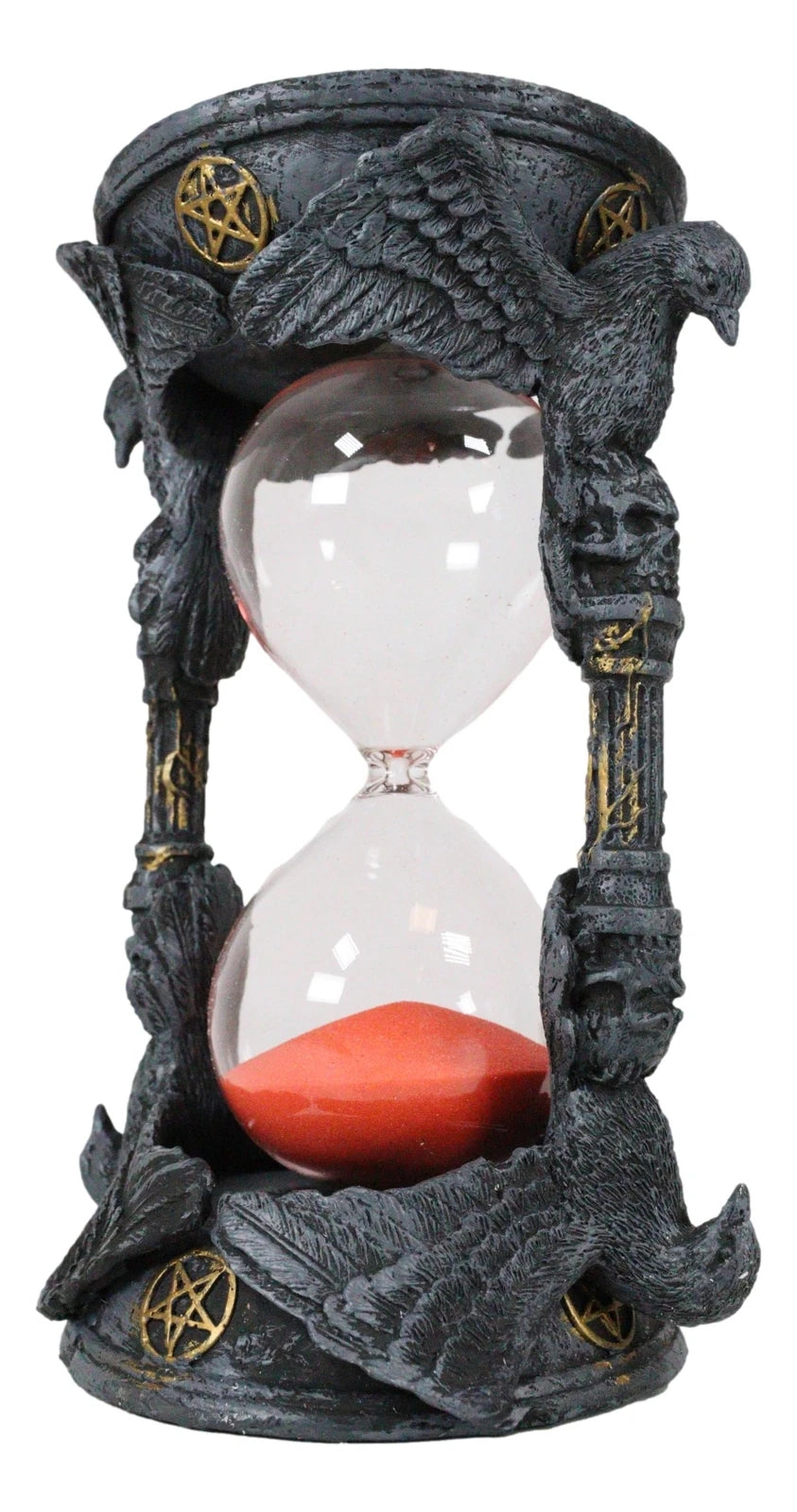 Gothic Alchemy Pentagram Circle Raven Crows Skull Pillars Sand Timer Sandtimer-2